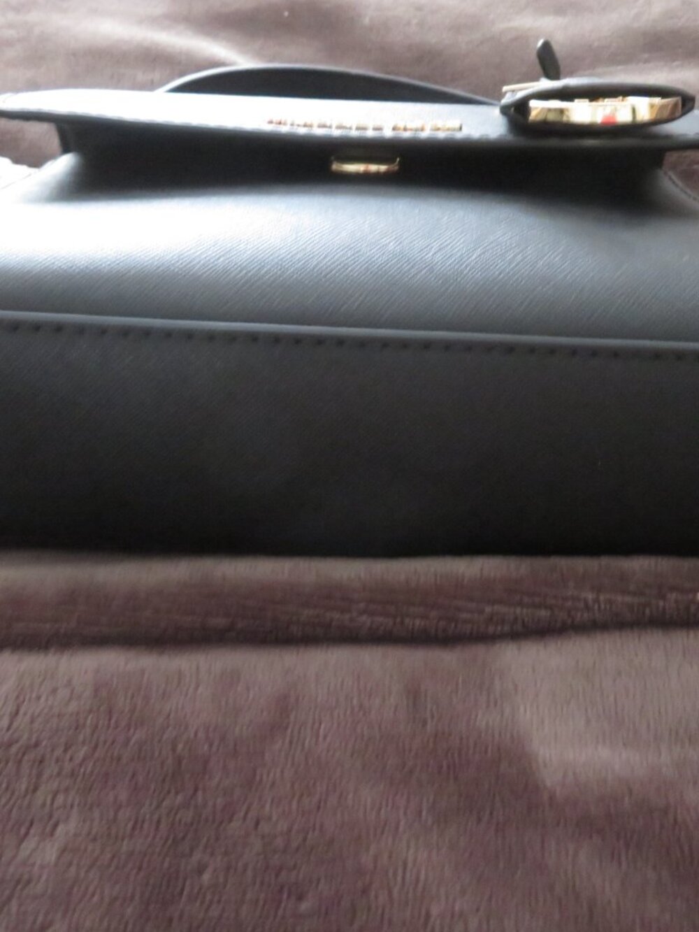 NWT Michael Kors Ava Mini Saffiano Leather Crossbody Bag Black Silver Authentic - Picture 4 of 10